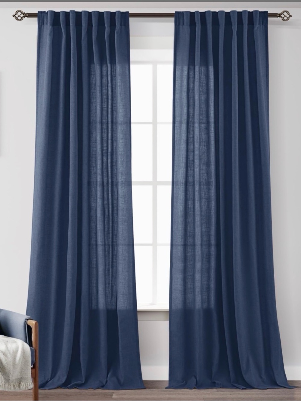 Classic Navy Curtain Panel Pair - Home Accents